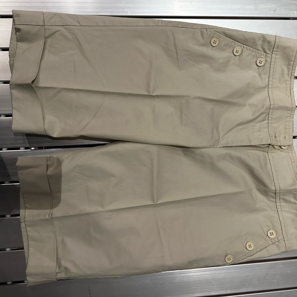 Beige Button-Accent Shorts